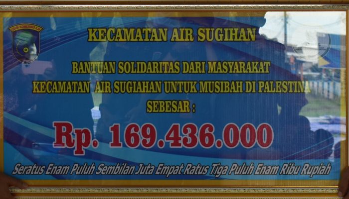 Air Sugihan Salurkan Bantuan Rp 169 Juta untuk Palestina