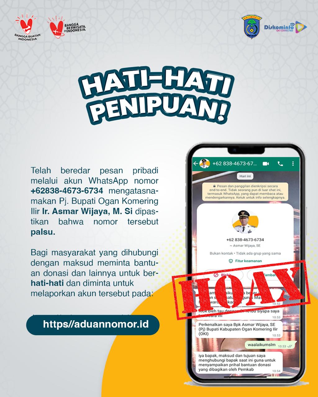 Waspada Penipuan Berkedok Pj Bupati OKI, Diskominfo Minta Warga Cek Nomor Ini!