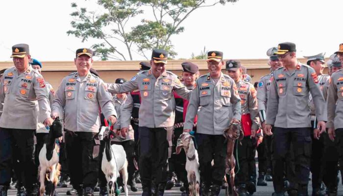 Dua Pamen Polres OKI Purna Tugas Hari Ini, Dihadiahi Kambing Saat Pelepasan Dipimpin Kapolres