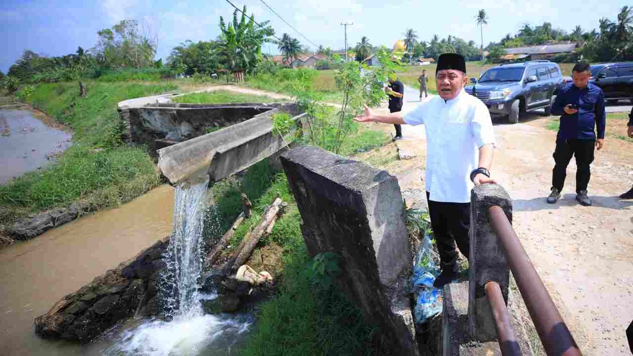 Aksi Spontan Herman Deru di Lapangan, Gubernur Sumsel Tinjau Langsung Irigasi Rusak yang Ancam Petani OKU Timur