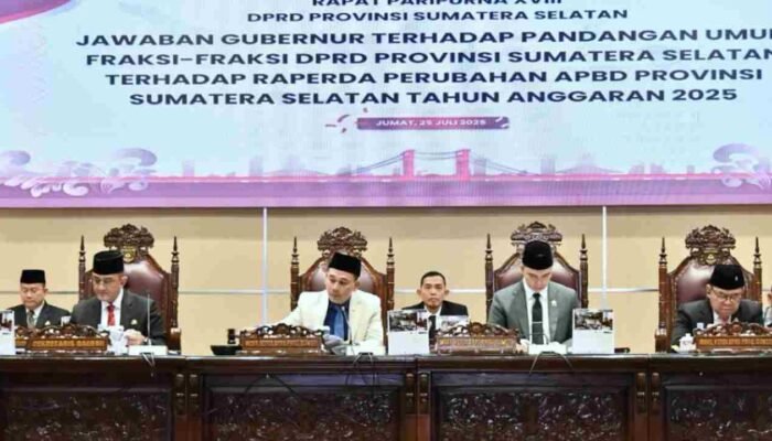 DPRD Sumsel Gelar Paripurna Jawaban Gubernur atas Perubahan APBD 2025, Fokus Pendapatan, Pertanian, dan Transportasi