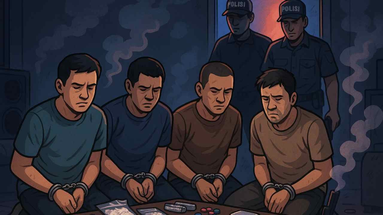 Pesta Narkoba Berujung Bui: Empat Pengedar, Termasuk Oknum TNI, Digerebek Saat 'Happy' di Lahat
