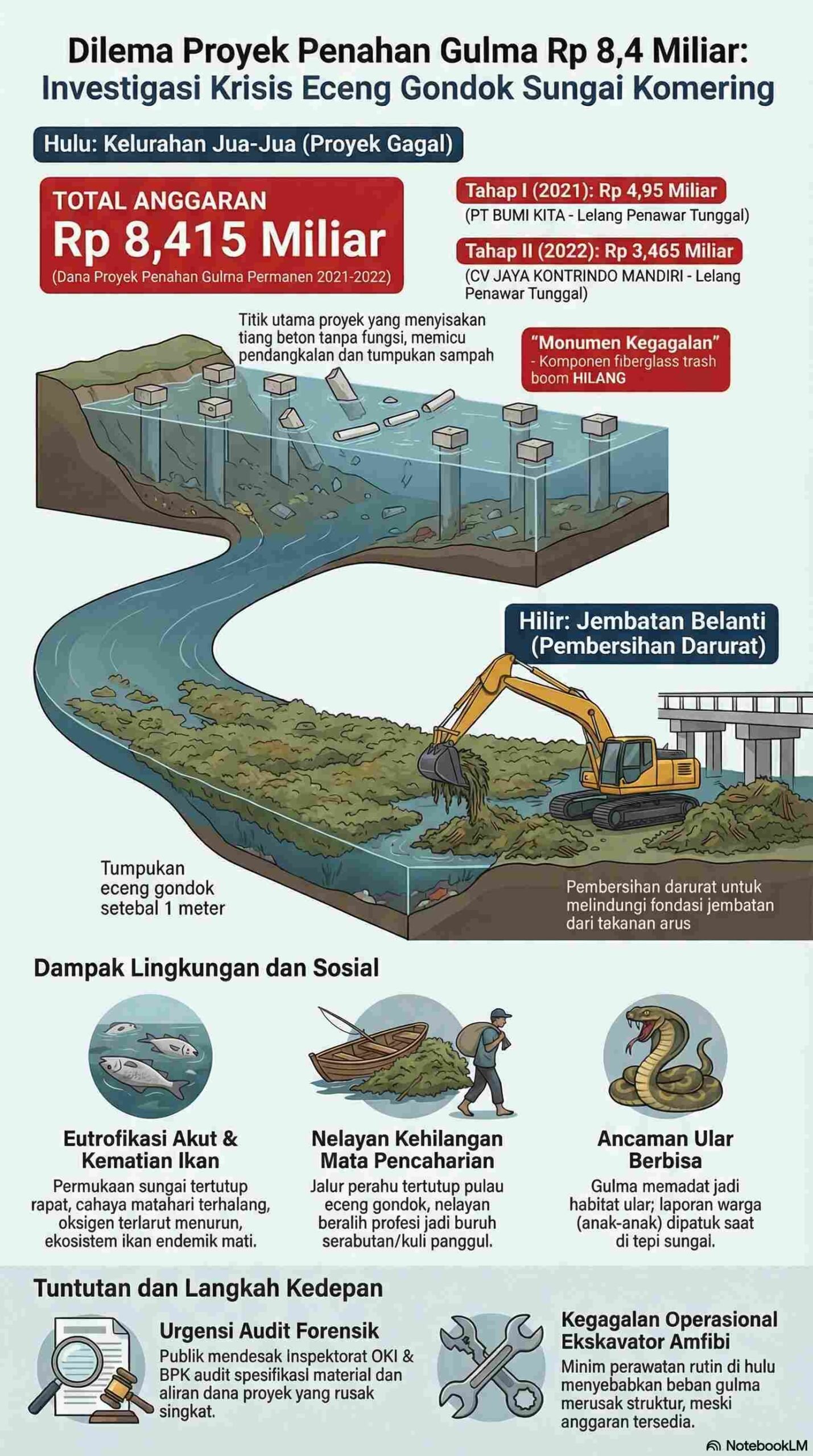 Investigasi Proyek Penahan Gulma Sungai Komering