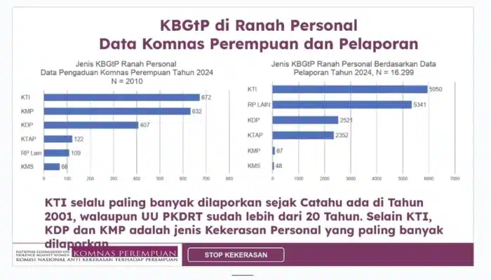 Laporan Catahu Komnas Perempuan 2024 terkait kekerasan berbasis jender di ranah personal