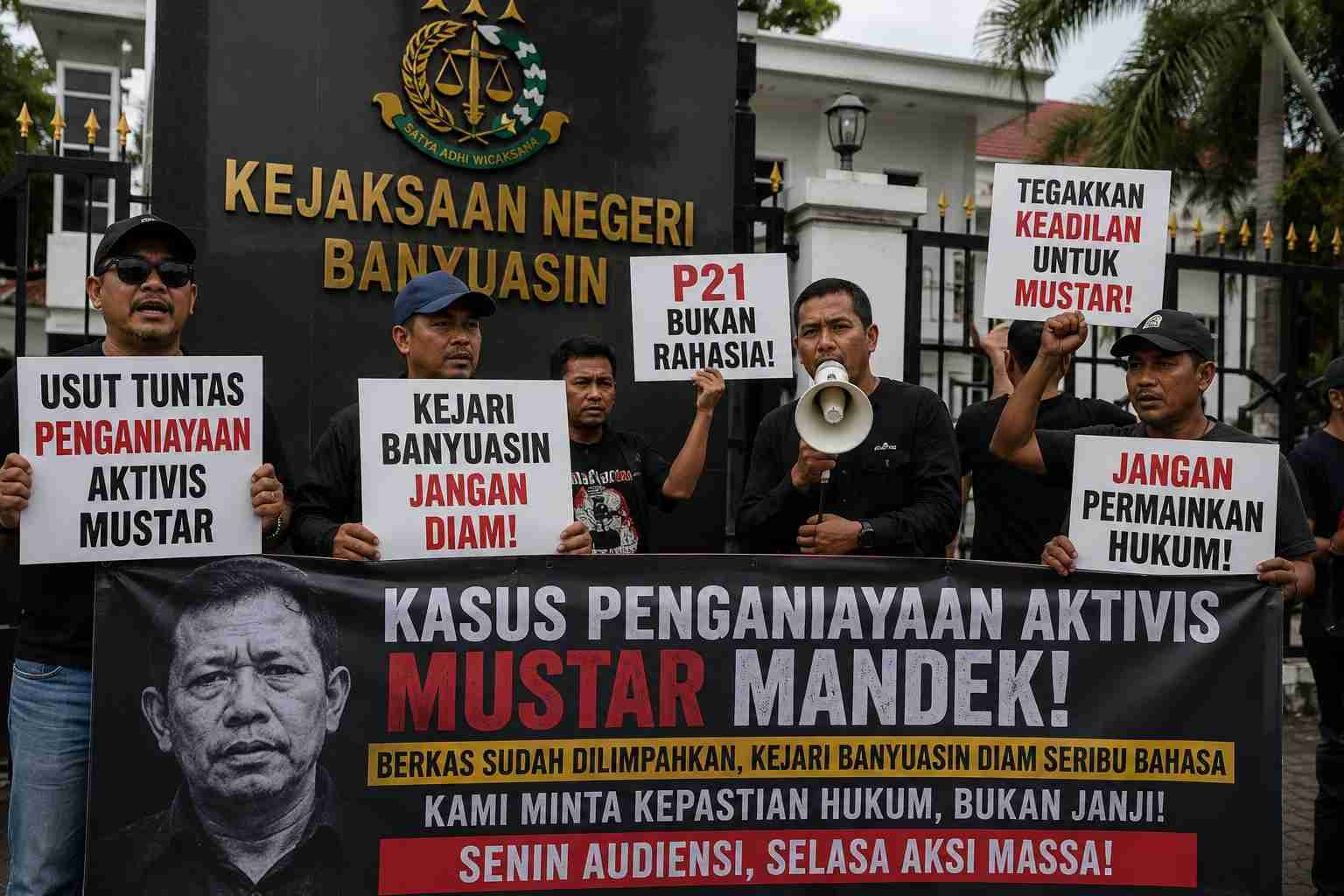 Penanganan Kasus Penganiayaan Aktivis Mustar Mandek, Kejari Banyuasin Terancam Didemo Massa