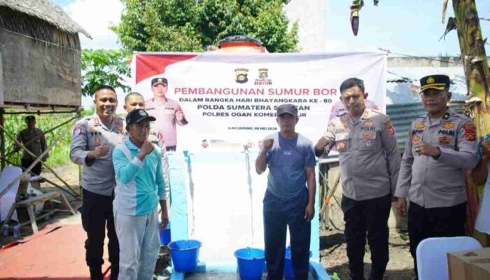 Polres OKI Bangun Sumur Bor Guna Topang Kebutuhan Air Bersih dan Kebun Warga