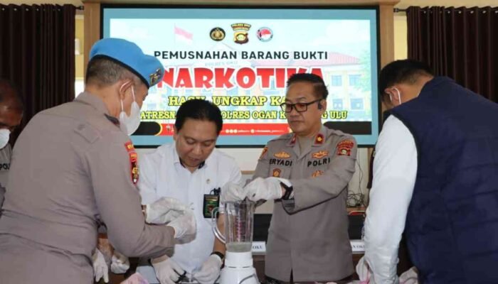 Tekan Ruang Edar Narkoba, Polres OKU Musnahkan Barang Bukti 17 Perkara