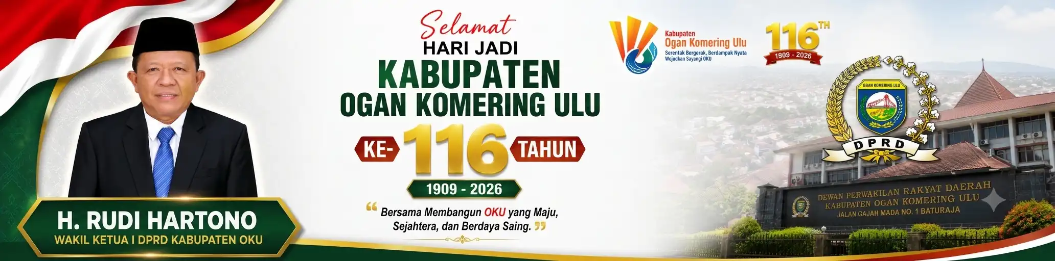 Banner HUT OKU 116 Rudi Hartono