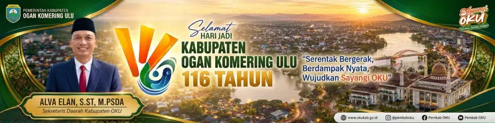 Banner HUT OKU 116 Sekda Alva Elan