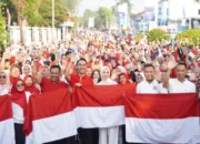 CFD Kayuagung Berubah Jadi Lautan Merah Putih, 3.000 Bendera Dibagikan