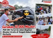 DPD PGK OKI Bagikan 10.000 Masker dan Serukan Pencegahan Pembakaran Lahan