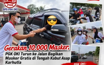 DPD PGK OKI Bagikan 10.000 Masker dan Serukan Pencegahan Pembakaran Lahan