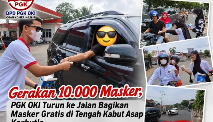DPD PGK OKI Bagikan 10.000 Masker dan Serukan Pencegahan Pembakaran Lahan