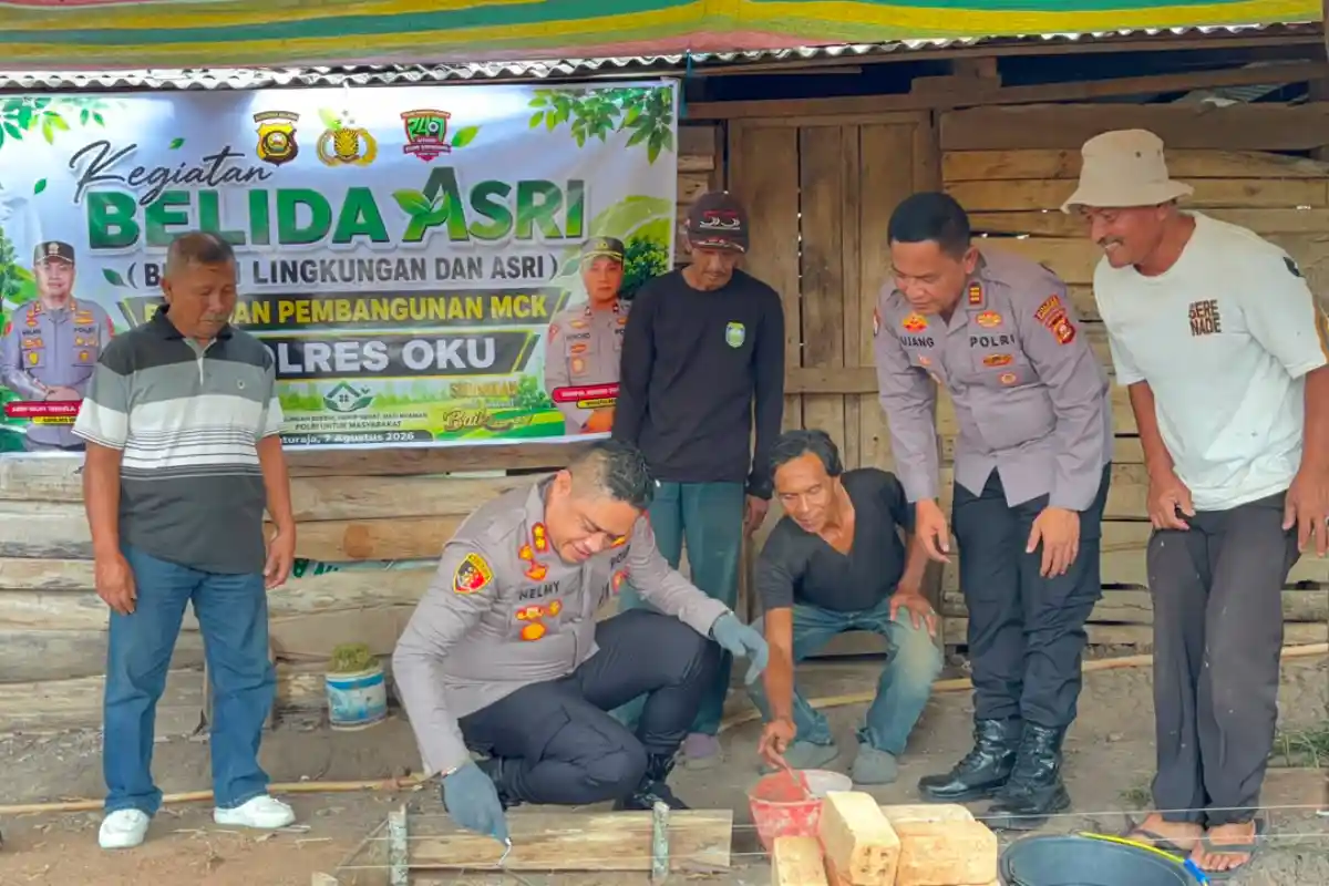 Polres OKU Bangun Fasilitas MCK Warga Melalui Program BELIDA ASRI